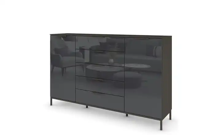 Highboard Flipp Basaltgrau, Graphit Basaltgrau, Graphit Front: Glas, Oberboden: Dekor 180 cm Graphit