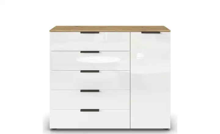 Sideboard Flipp Weiß, Eiche Artisan (Nachbildung) Weiß, Eiche Artisan (Nachbildung) Front: Glas, Oberboden: Dekor Graphit