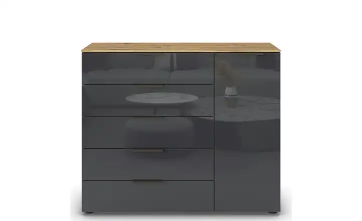 Sideboard Flipp Basaltgrau, Eiche Artisan (Nachbildung) Basaltgrau, Eiche Artisan (Nachbildung) Front: Glas, Oberboden: Dekor Graphit
