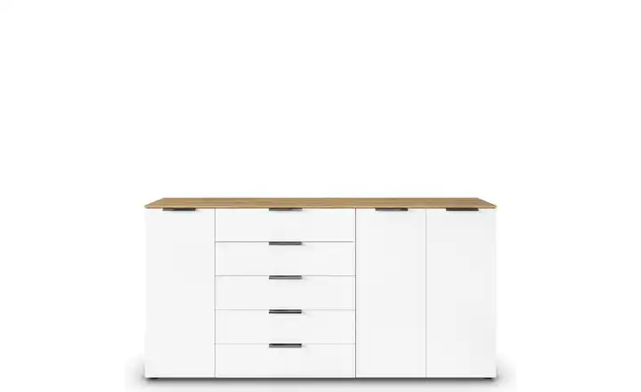Sideboard Flipp Weiß, Eiche Artisan (Nachbildung) Front: Dekor, Oberboden: Dekor verchromt
