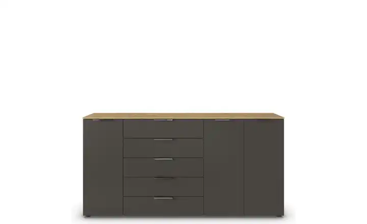 Sideboard Flipp Graphit, Eiche Artisan (Nachbildung) Front: Dekor, Oberboden: Dekor verchromt