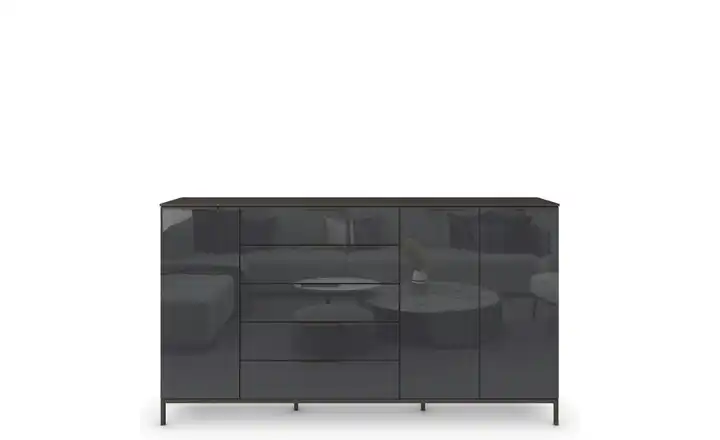 Highboard Flipp Basaltgrau, Graphit Basaltgrau, Graphit Front: Glas, Oberboden: Dekor Graphit