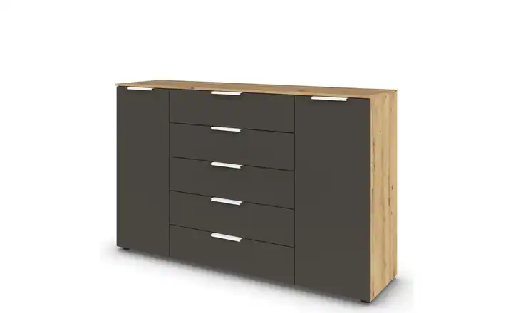 Sideboard Flipp Graphit, Eiche Artisan (Nachbildung) Front: Dekor, Oberboden: Dekor 160 cm Weiß