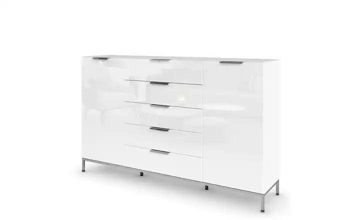 Highboard Flipp verchromt 180 cm Weiß