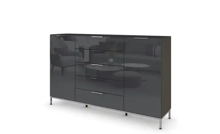 Highboard Flipp verchromt 180 cm Basaltgrau, Graphit