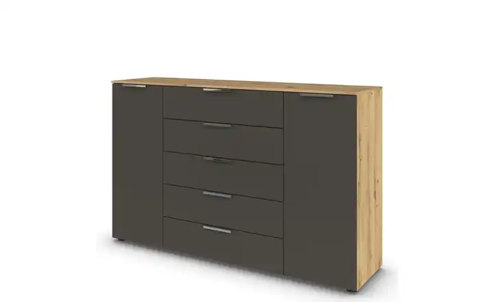 Sideboard Flipp Graphit, Eiche Artisan (Nachbildung) Front: Dekor, Oberboden: Dekor 160 cm verchromt