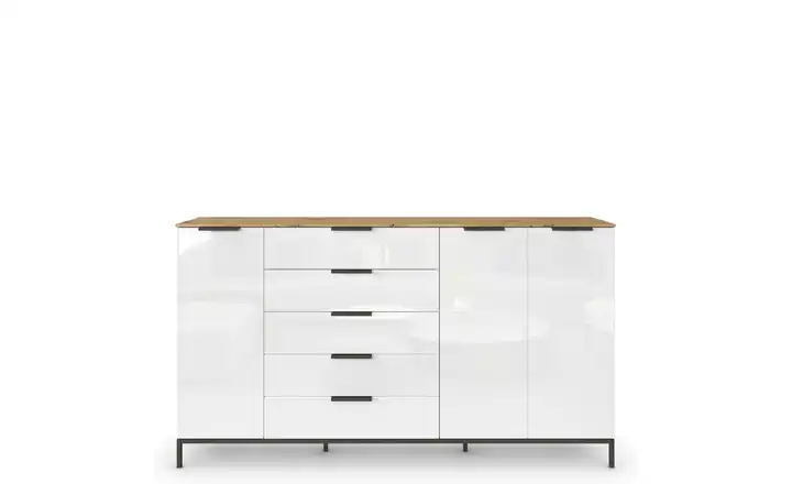 Highboard Flipp Weiß, Eiche Artisan (Nachbildung) Weiß, Eiche Artisan (Nachbildung) Front: Glas, Oberboden: Dekor Graphit