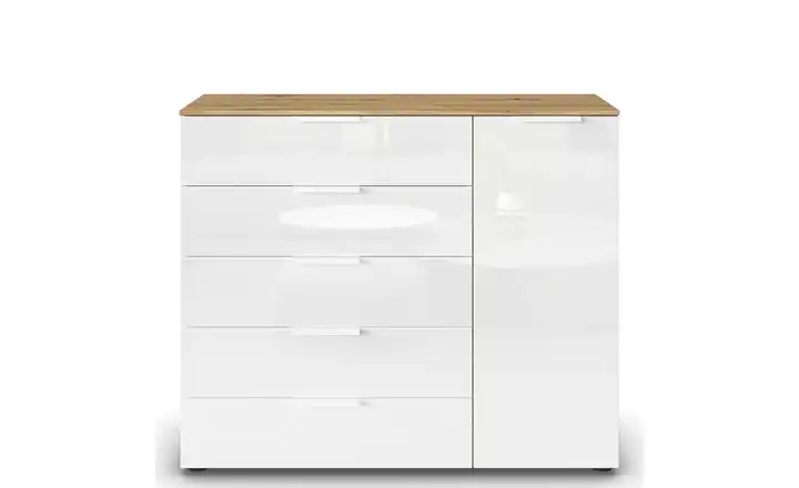 Sideboard Flipp Weiß, Eiche Artisan (Nachbildung) Weiß, Eiche Artisan (Nachbildung) Front: Glas, Oberboden: Dekor Weiß