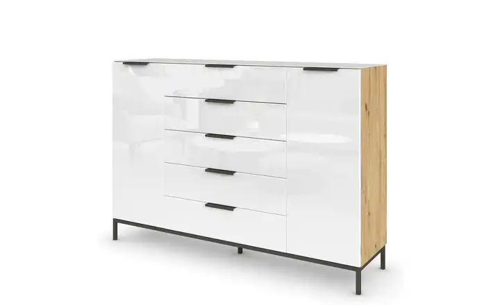 Highboard Flipp Graphit 160 cm Weiß, Eiche Artisan (Nachbildung)