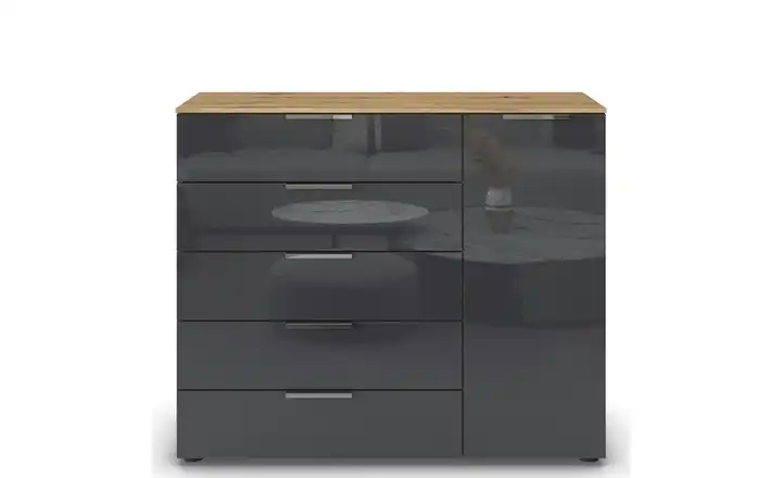 Sideboard Flipp Basaltgrau, Eiche Artisan (Nachbildung) Basaltgrau, Eiche Artisan (Nachbildung) Front: Glas, Oberboden: Dekor verchromt