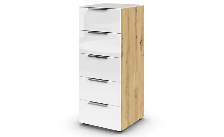 Kommode Flipp 40 cm verchromt Weiß, Eiche Artisan (Nachbildung)