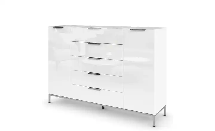 Highboard Flipp verchromt 160 cm Weiß