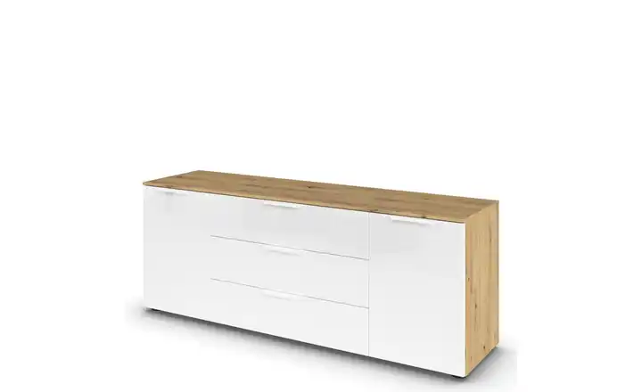 Sideboard Flipp Weiß, Eiche Artisan (Nachbildung) Weiß, Eiche Artisan (Nachbildung) Front: Glas, Oberboden: Dekor Weiß