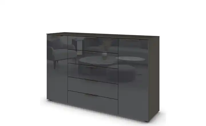 Sideboard Flipp Basaltgrau, Graphit Front: Glas, Oberboden: Dekor 160 cm Graphit