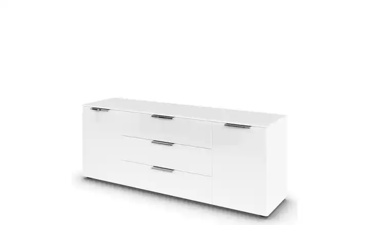 Sideboard Flipp Weiß Weiß Front: Glas, Oberboden: Dekor verchromt