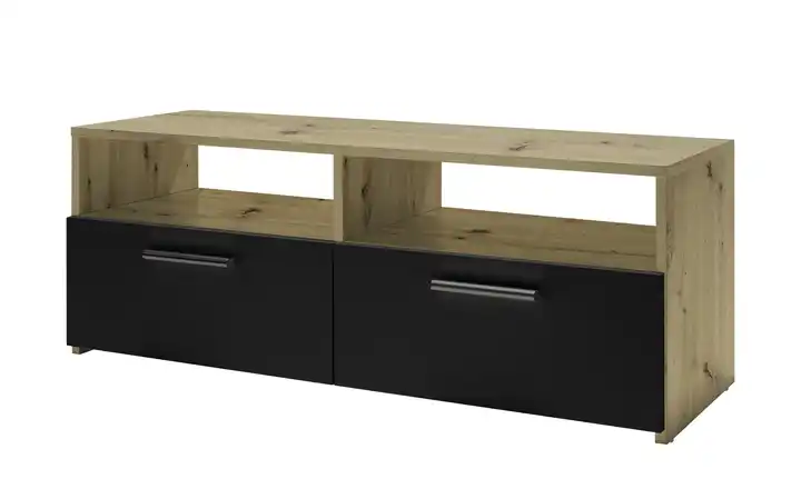 TV-Lowboard Hameln Schwarz, Eiche Artisan (Nachbildung)