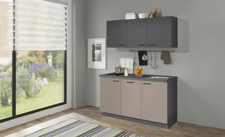 Küchenzeile mit Elektrogeräten Hoom Ausführung links Cappuccino, Graphit