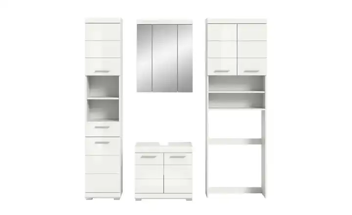  Badmöbel-Set SCHLOONSEE, 4 teilig, bestehend aus: Hochschrank, WBU, Spiegelschrank, Waschmaschinenumbauschrank  Schloonsee