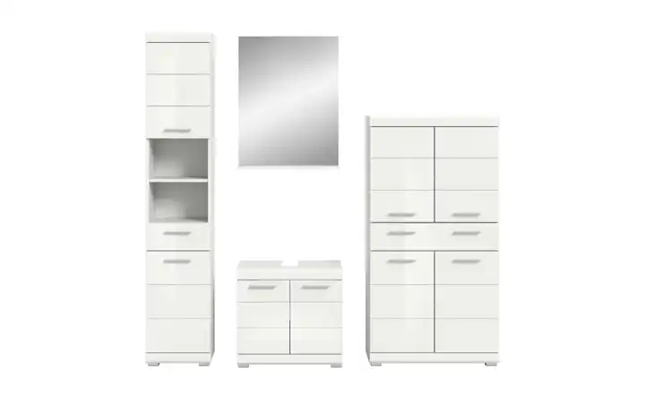 Badmöbel-Set SCHLOONSEE, 4 teilig, bestehend aus: Hochschrank, Waschbeckenunterschrank, Badspiegel, Midischrank  Schloonsee
