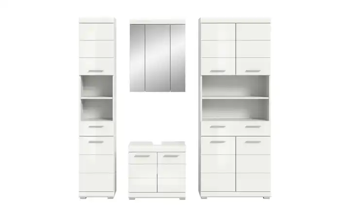  Badmöbel-Set SCHLOONSEE, 4 teilig, bestehend aus: Hochschrank schmal, WBU, Spiegelschrank, Hochschrank breit  Schloonsee