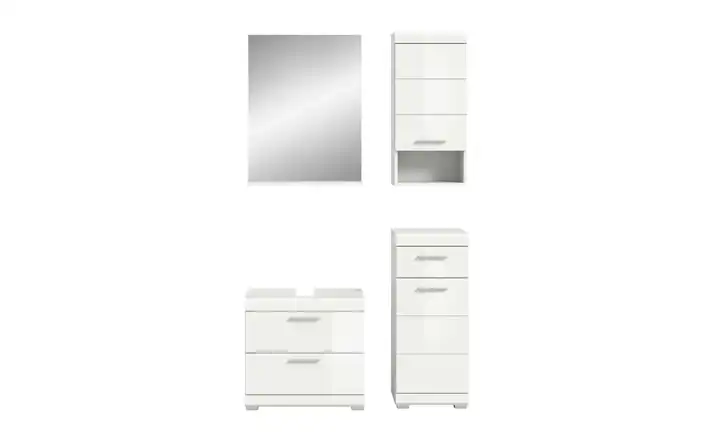  Badmöbel-Set SCHLOONSEE, 4 teilig, bestehend aus: Waschbeckenunterschrank, Spiegel, Unterschrank, Hängeschrank  Schloonsee