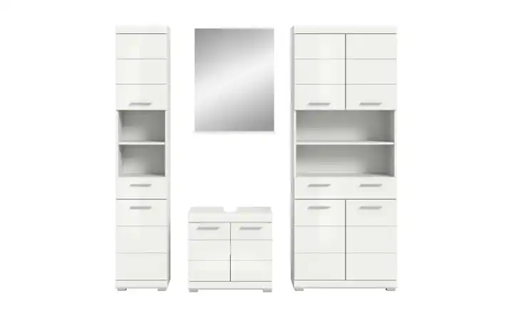 Badmöbel-Set SCHLOONSEE, 4 teilig, bestehend aus: Hochschrank, Waschbeckenunterschrank, Badspiegel, Hochschrank breit  Schloonsee