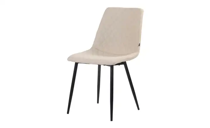 Esszimmerstuhl  mit Samtbezug Cornelius Stoff Creme, Schwarz