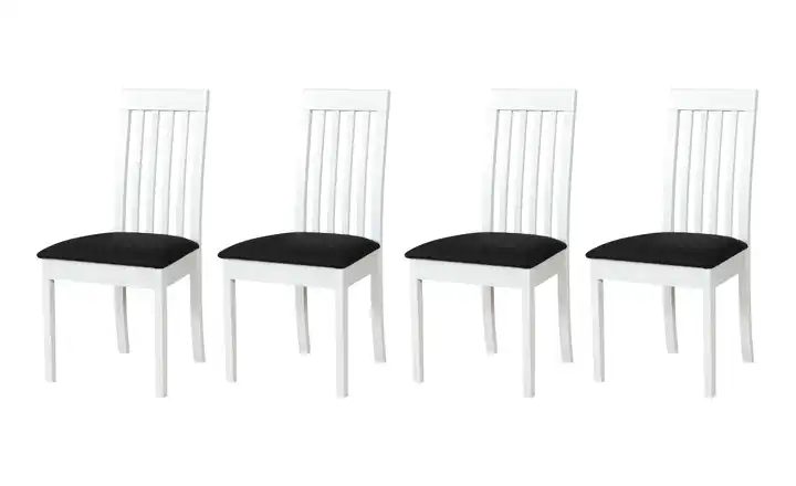 Esszimmerstuhl 4er-Set Leandro Weiß, Schwarz