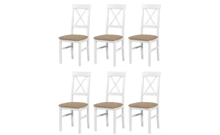 Esszimmerstuhl 6er-Set Lambert Weiß, Taupe