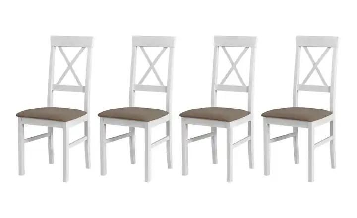 Esszimmerstuhl 4er-Set Laurentius Weiß, Hellbraun