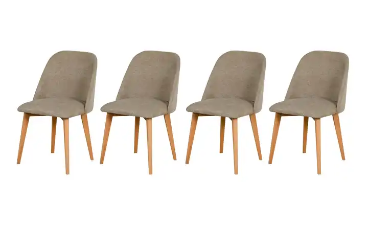 Esszimmerstuhl 4er-Set Leonhard holzfarben, Taupe