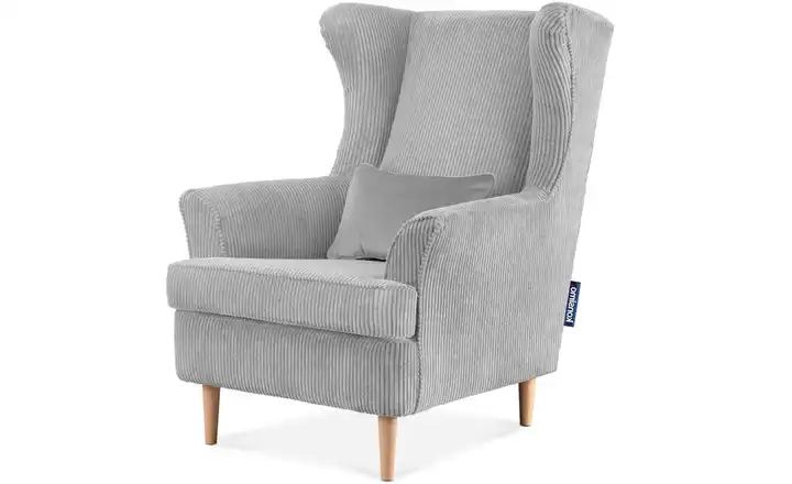 KONSIMO Ohrensessel Stralis Cordstoff Hellgrau