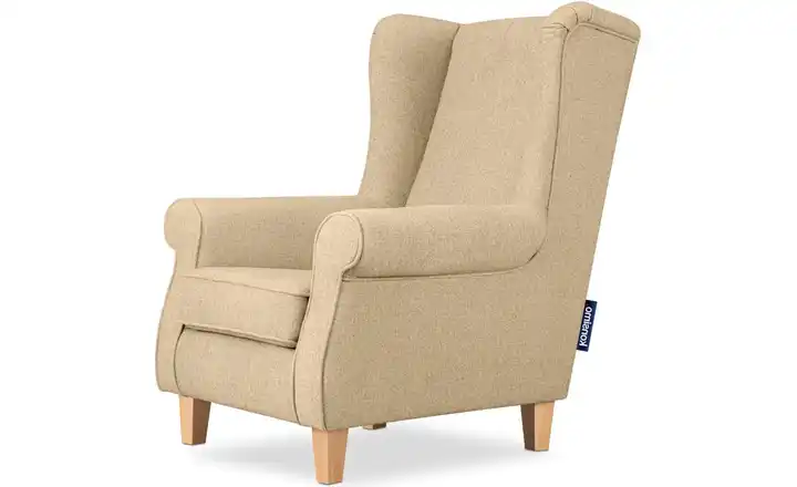 KONSIMO Ohrensessel Miles Webstoff Beige Buche
