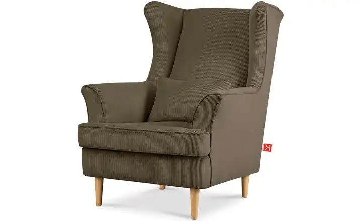 KONSIMO Ohrensessel Stralis Cordstoff Hellbraun