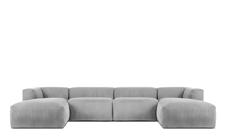KONSIMO Wohnlandschaft Buffo Hellgrau Cordstoff