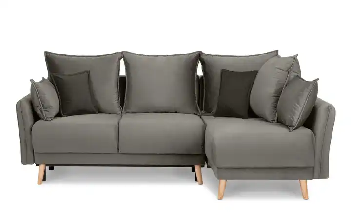 KONSIMO Ecksofa Belmos Grau rechts Velours