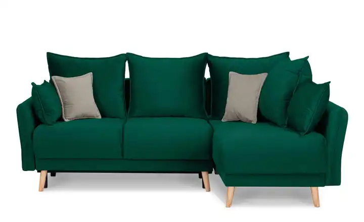 KONSIMO Ecksofa Belmos Dunkelgrün rechts Velours