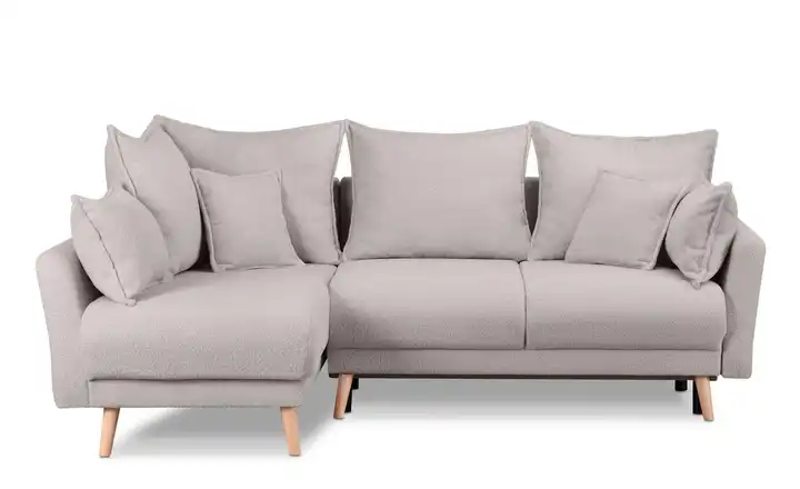 KONSIMO Ecksofa Belmos Hellgrau links Boucléstoff