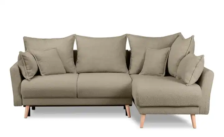 KONSIMO Ecksofa Belmos Braun rechts Boucléstoff