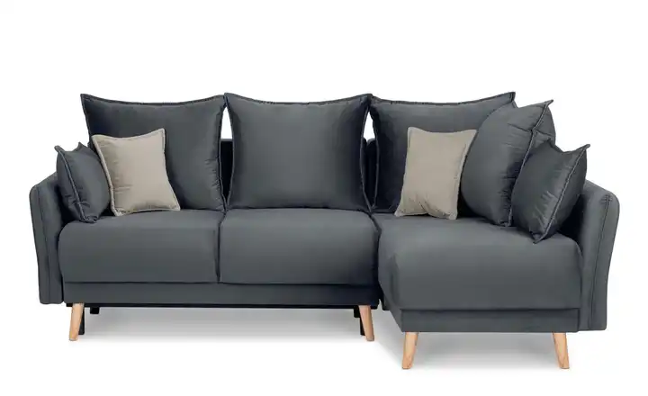 KONSIMO Ecksofa Belmos Dunkelgrau rechts Velours