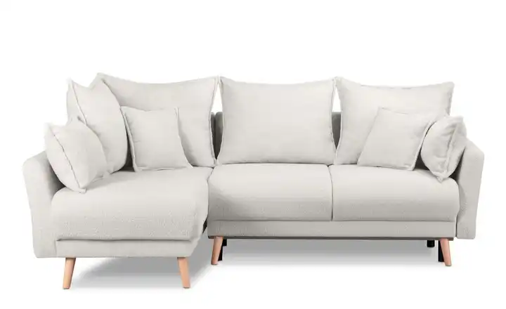 KONSIMO Ecksofa Belmos Weiß links Boucléstoff