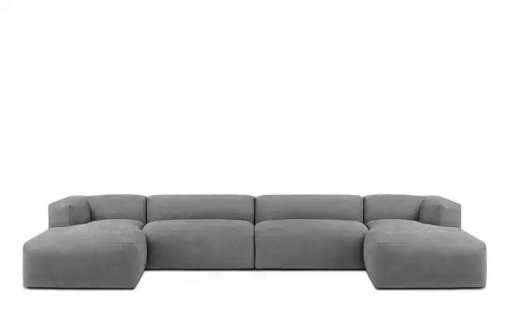 KONSIMO Wohnlandschaft Buffo Silbergrau Webstoff