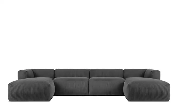 KONSIMO Wohnlandschaft Buffo Grau Cordstoff