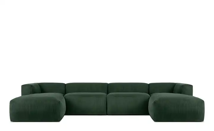KONSIMO Wohnlandschaft Buffo Dunkelgrün Cordstoff