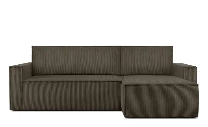 KONSIMO Ecksofa Napi Schmale Armlehnen 246 cm Braun