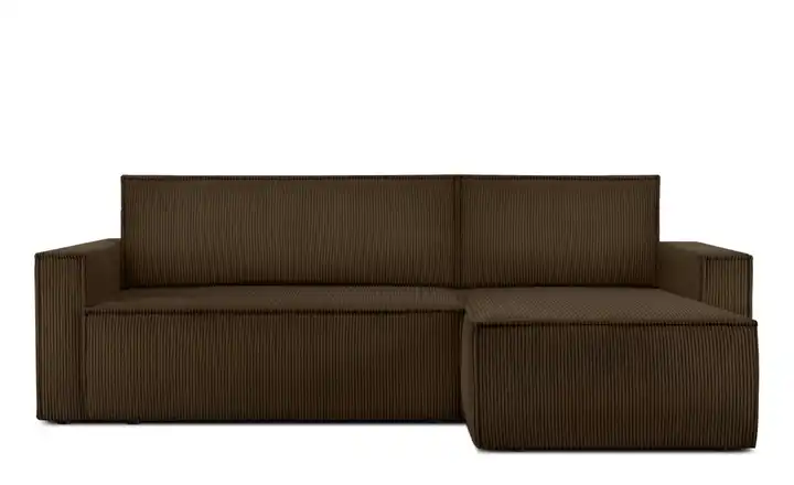 KONSIMO Ecksofa Napi Schmale Armlehnen 246 cm Dunkelbraun