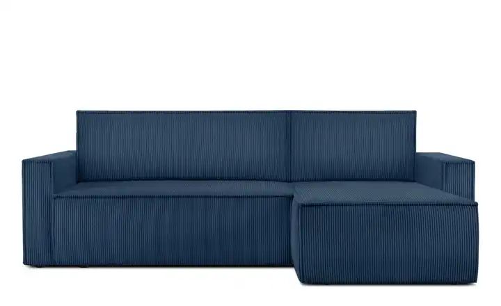 KONSIMO Ecksofa Napi Schmale Armlehnen 246 cm Mitternachtsblau