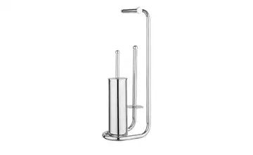 Stand WC Garnitur Chrom mit Ersatzrollenhalter