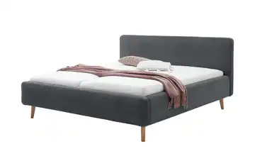 Polsterbettgestell Mattis Anthrazit Cordstoff ohne Bettkasten 180 cm Eiche