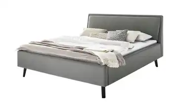 Polsterbett Fairford Hellgrau Schwarz 160 cm mit Bettkasten